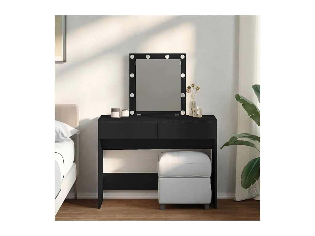 Tocador con LED negro 100x40x130 cm