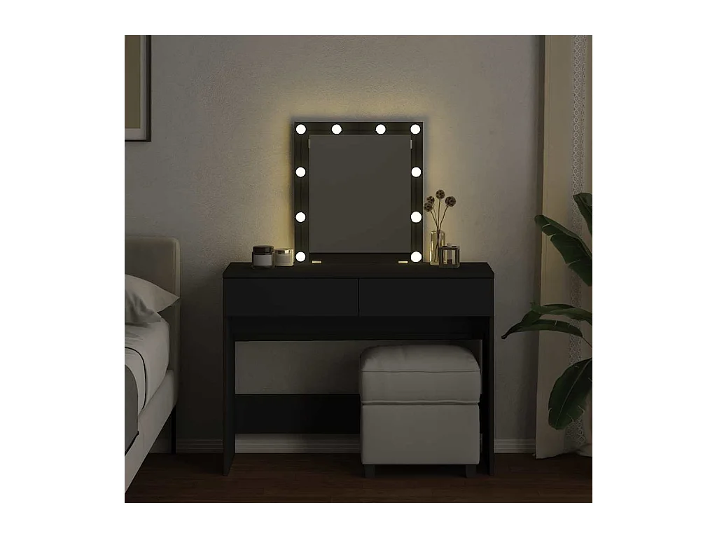 Tocador con LED negro 100x40x130 cm