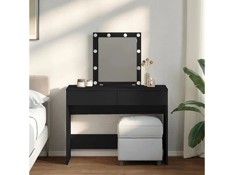 Coiffeuse avec LED noir 100x40x130 cm