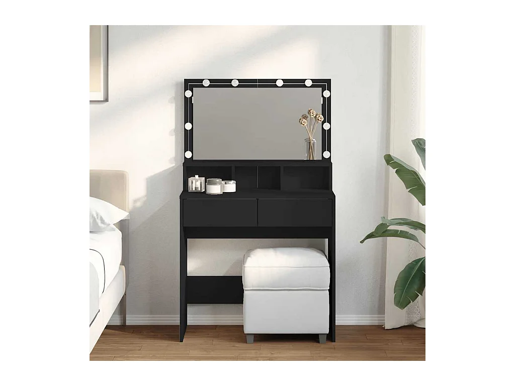 Tocador con LED negro 80x41x134,5 cm