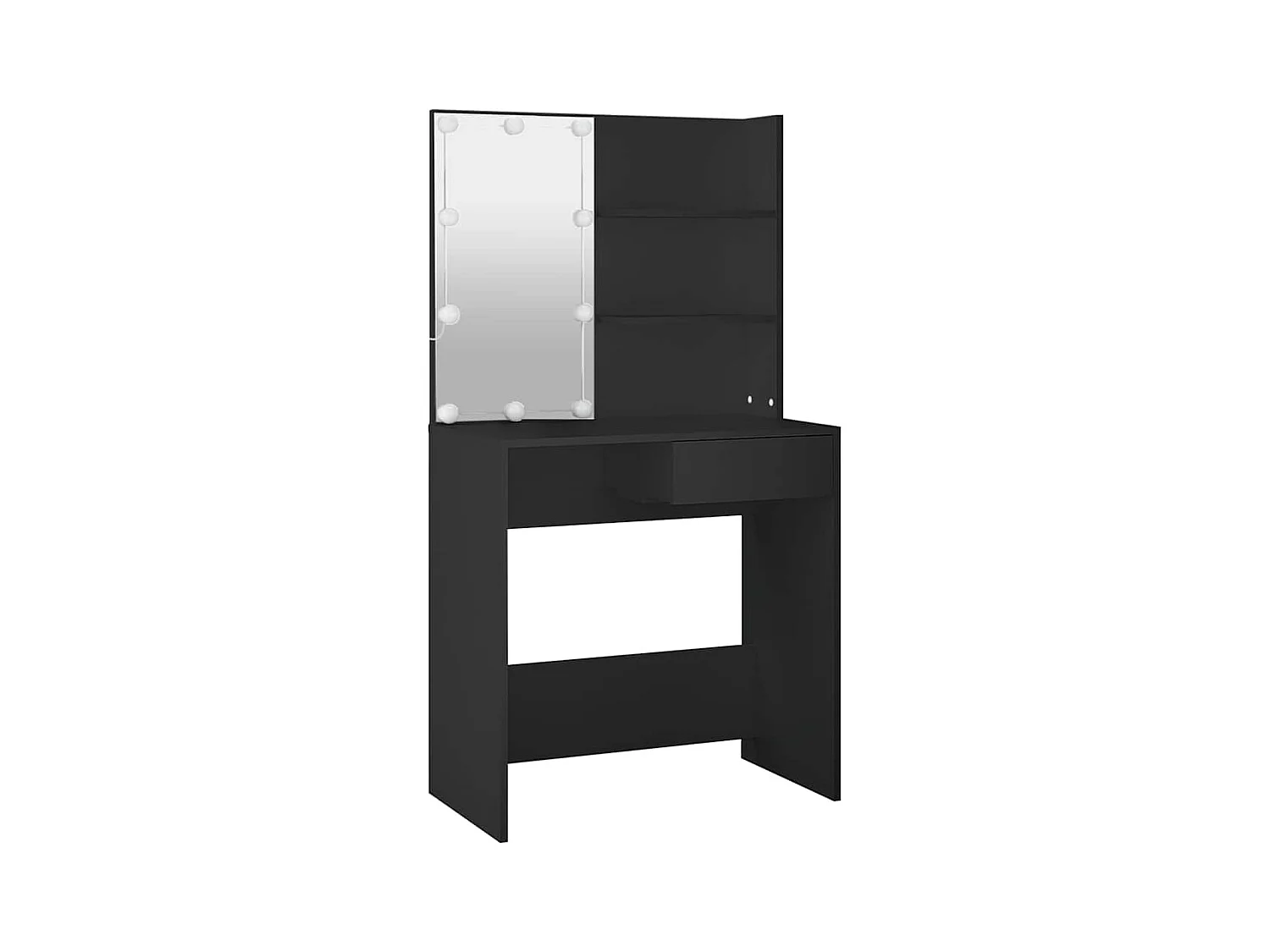 Coiffeuse avec LED noir 74,5x40x141 cm