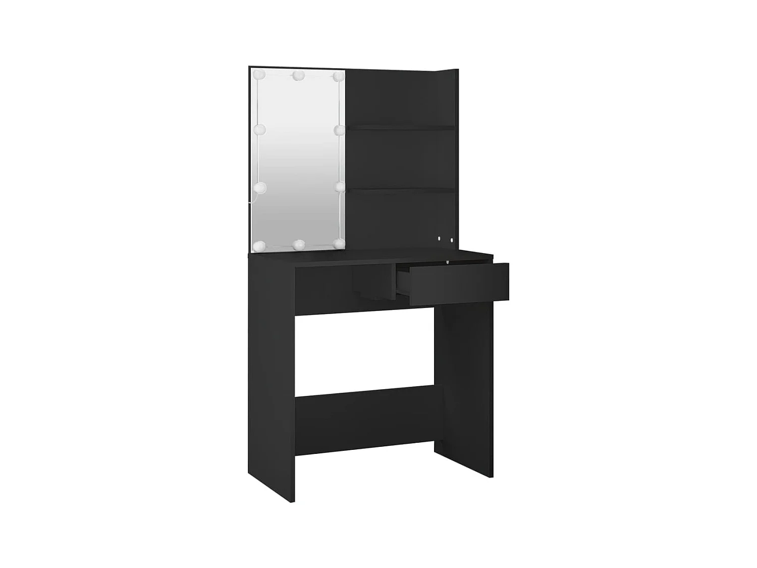 Coiffeuse avec LED noir 74,5x40x141 cm