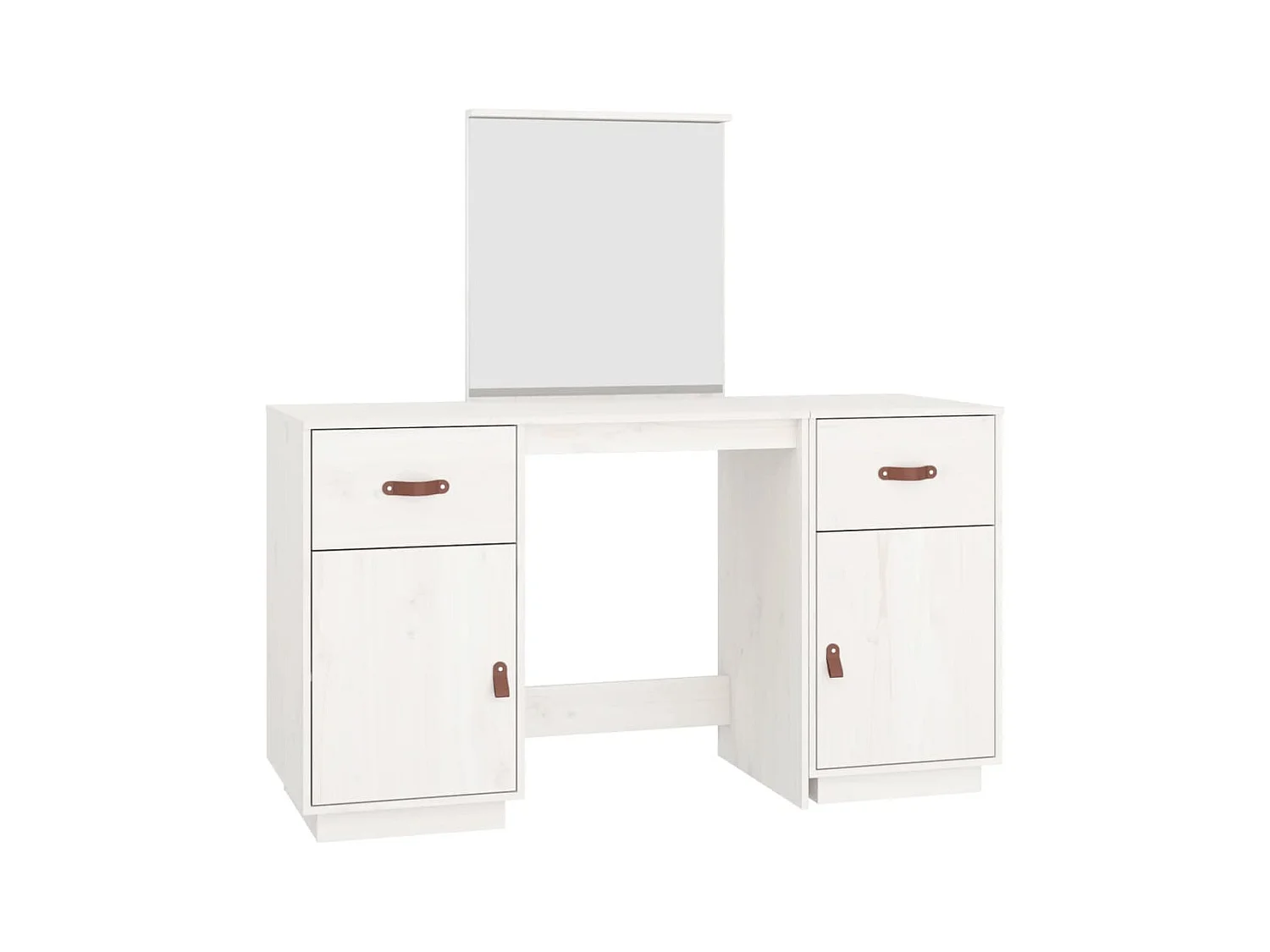 Witte kaptafelset met spiegel van massief grenenhout