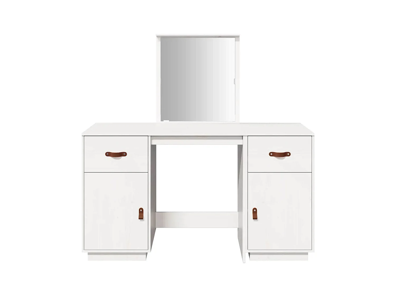 Witte kaptafelset met spiegel van massief grenenhout