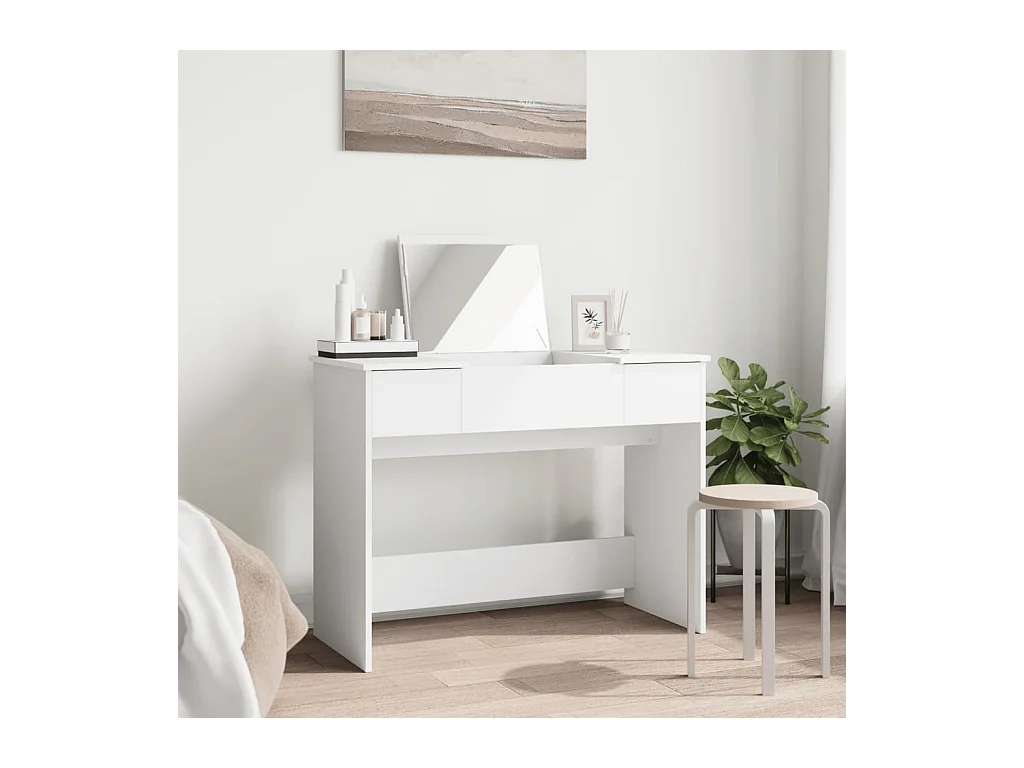 Kaptafel met witte spiegel 100x45x76 cm