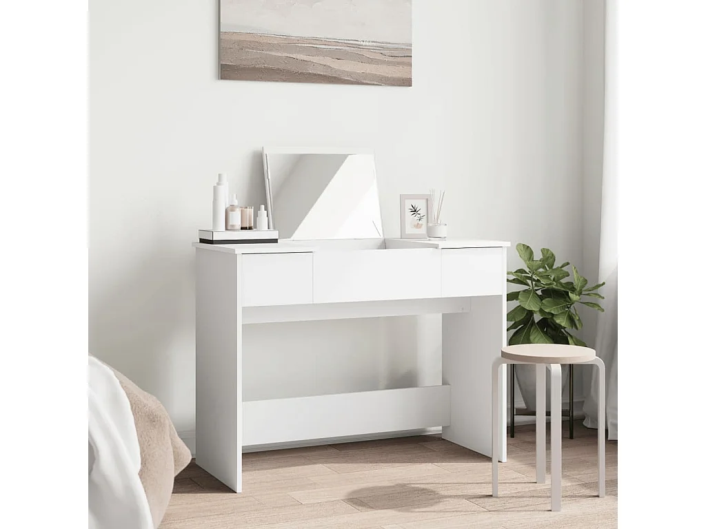 Tocador con espejo blanco 100x45x76 cm