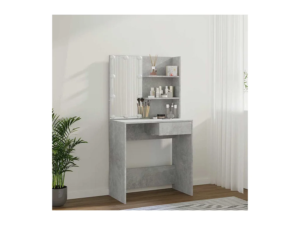 Betongrijze LED-kaptafel 74,5x40x141 cm