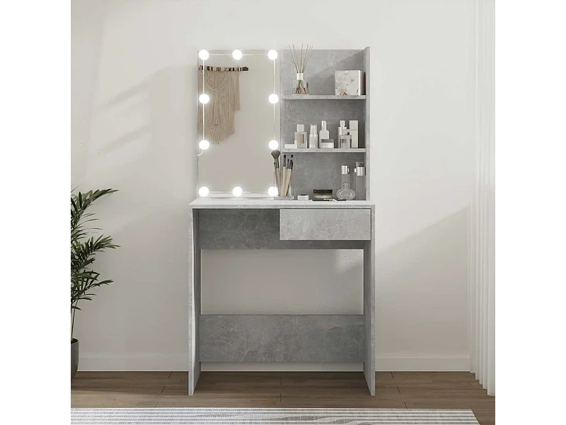 Tavolo da toeletta LED grigio cemento 74,5x40x141 cm