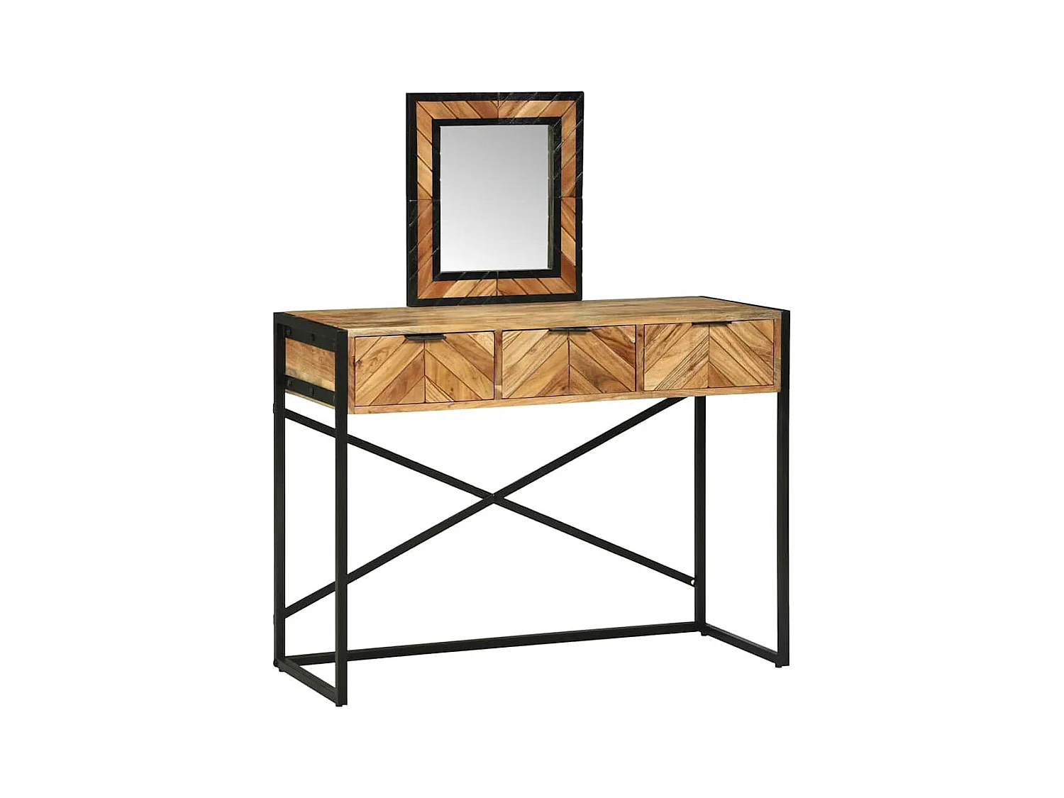 Brauner Schminktisch 100 x 40 x 120 cm Massivholz Akazie