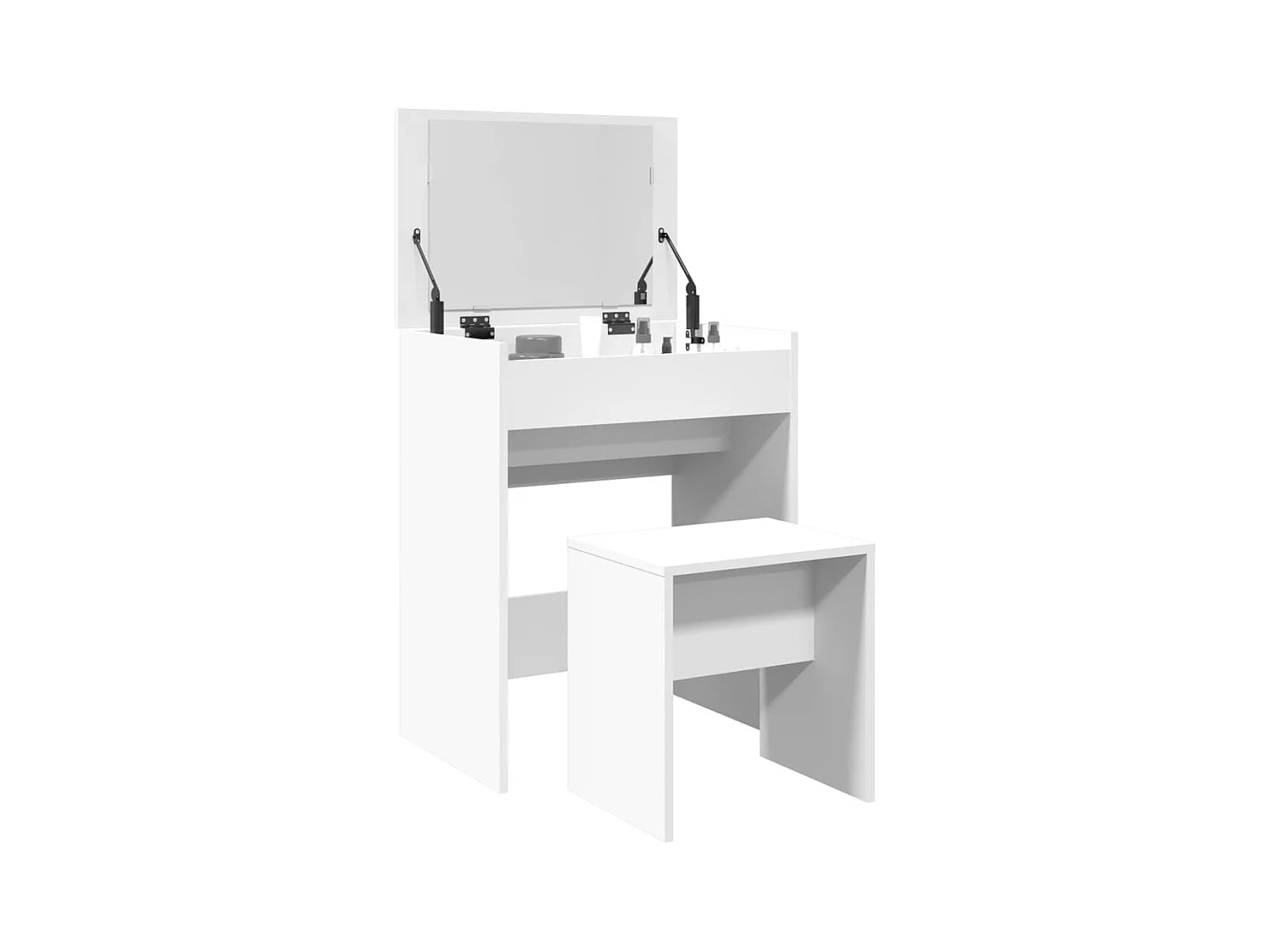 Witte kaptafel en kruk 60x40x113,5 cm
