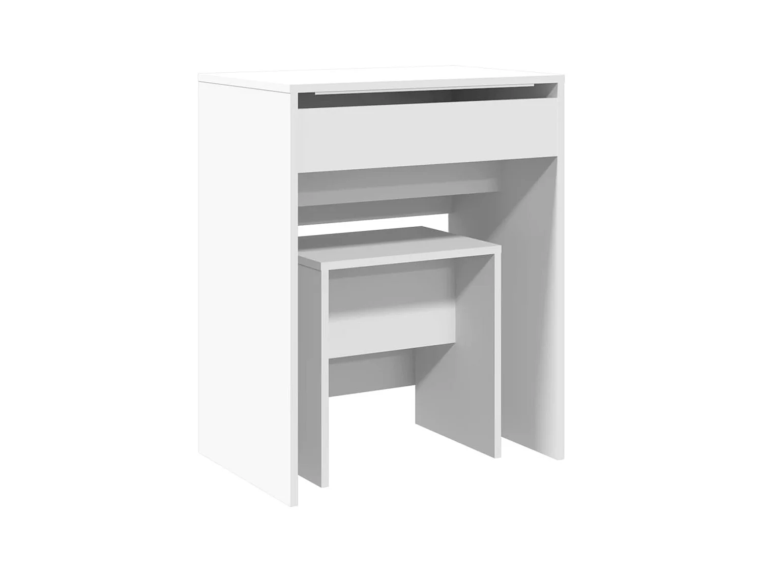 Witte kaptafel en kruk 60x40x113,5 cm