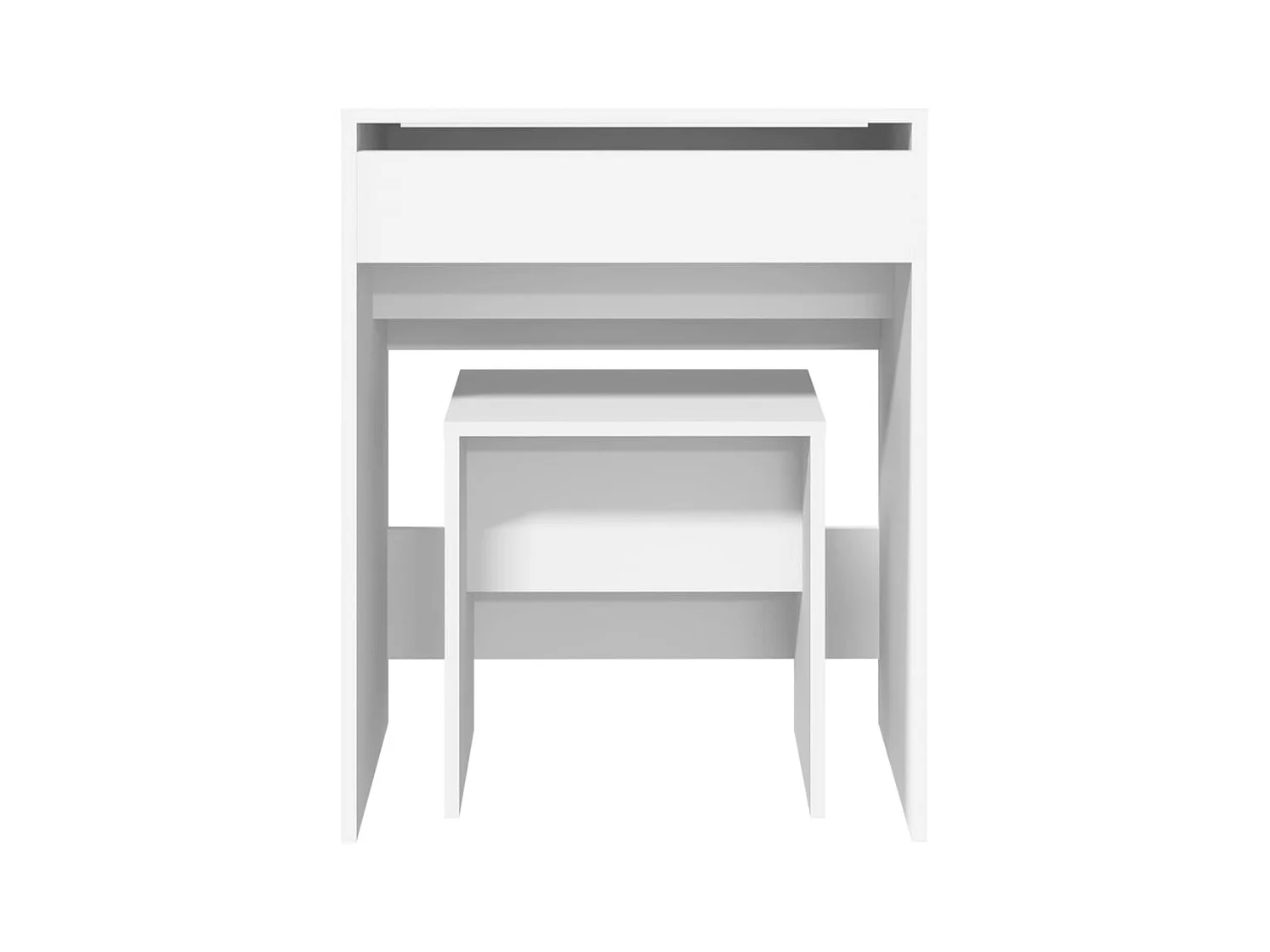 Witte kaptafel en kruk 60x40x113,5 cm