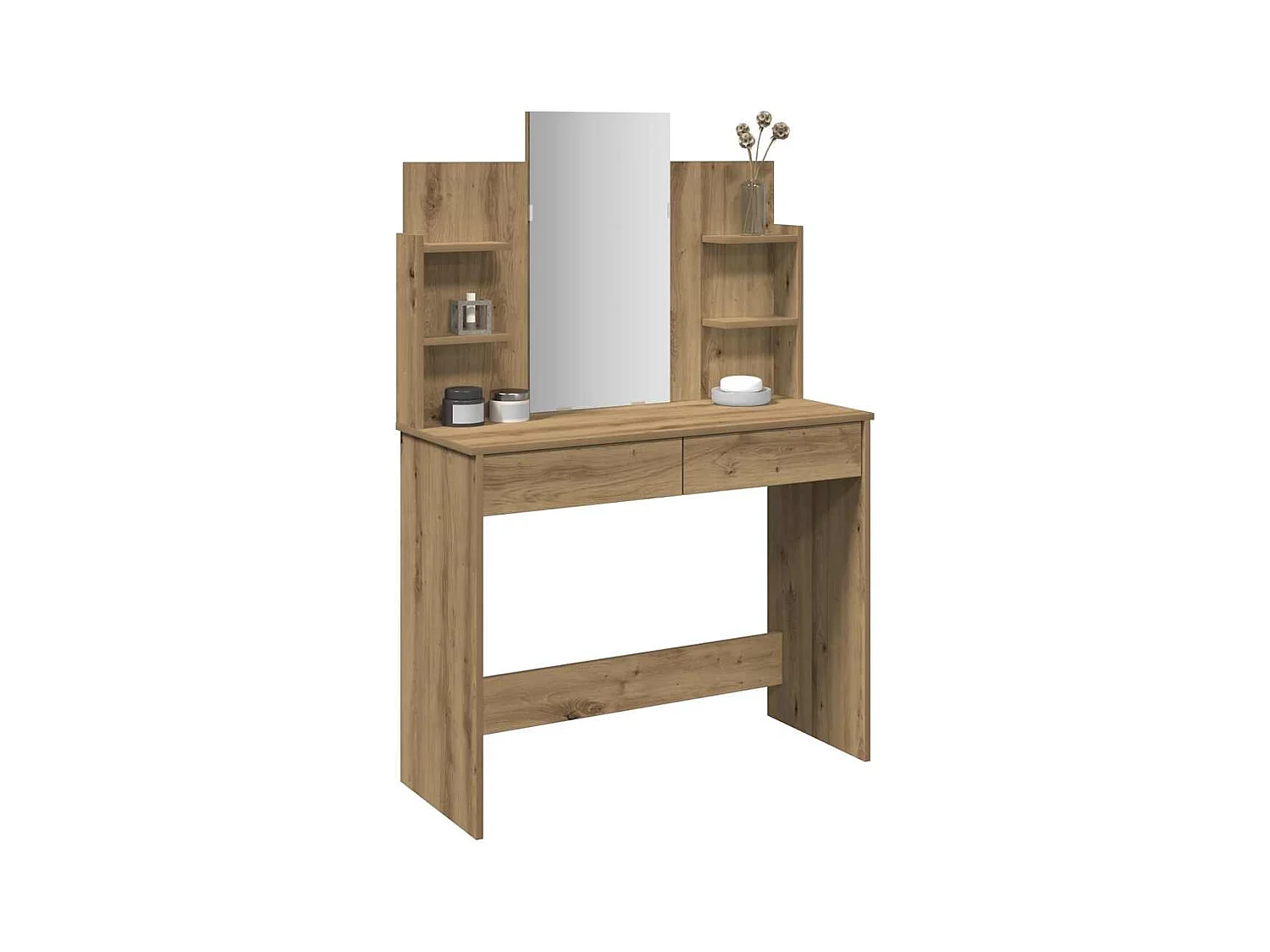 Coiffeuse avec miroir chêne artisanal 96x39x142 cm