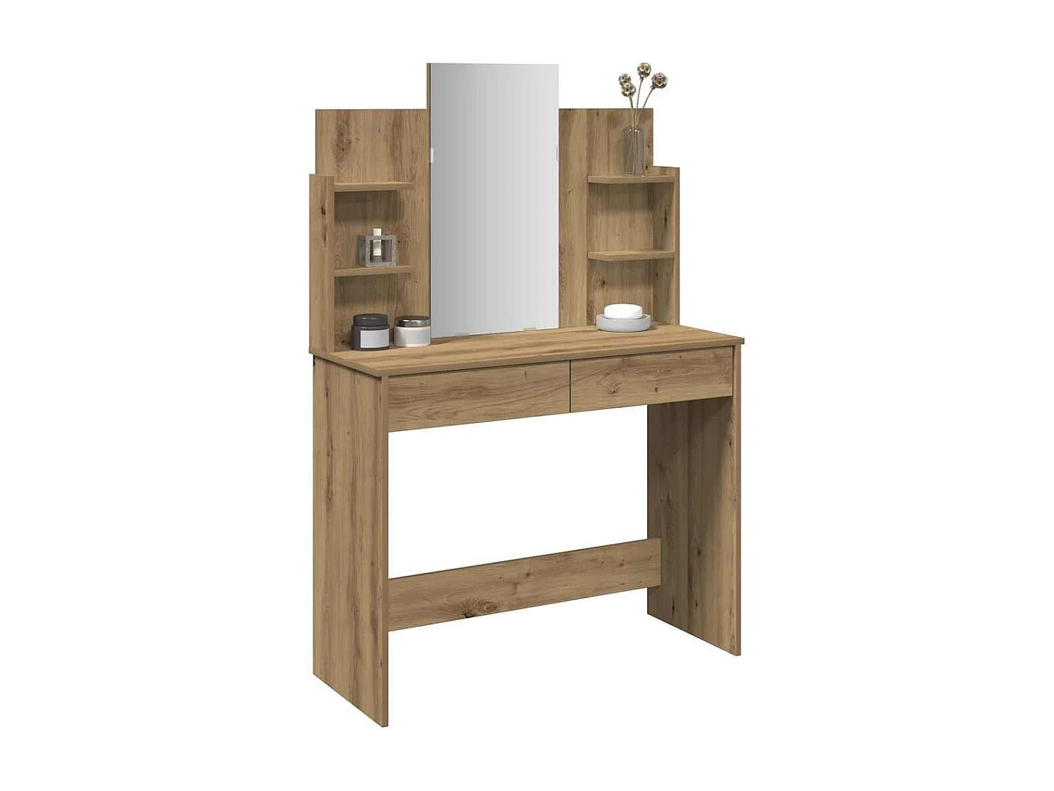 Coiffeuse avec miroir chêne artisanal 96x39x142 cm