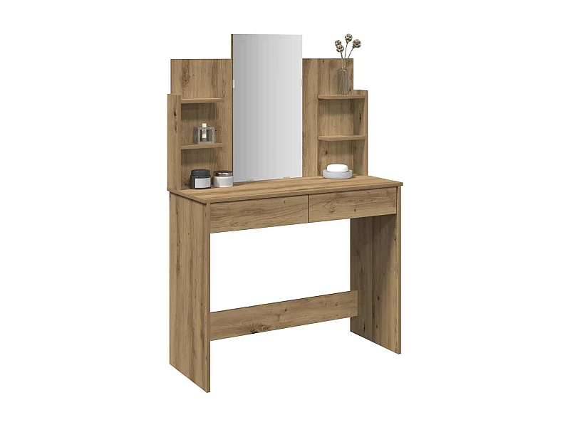 Coiffeuse avec miroir chêne artisanal 96x39x142 cm