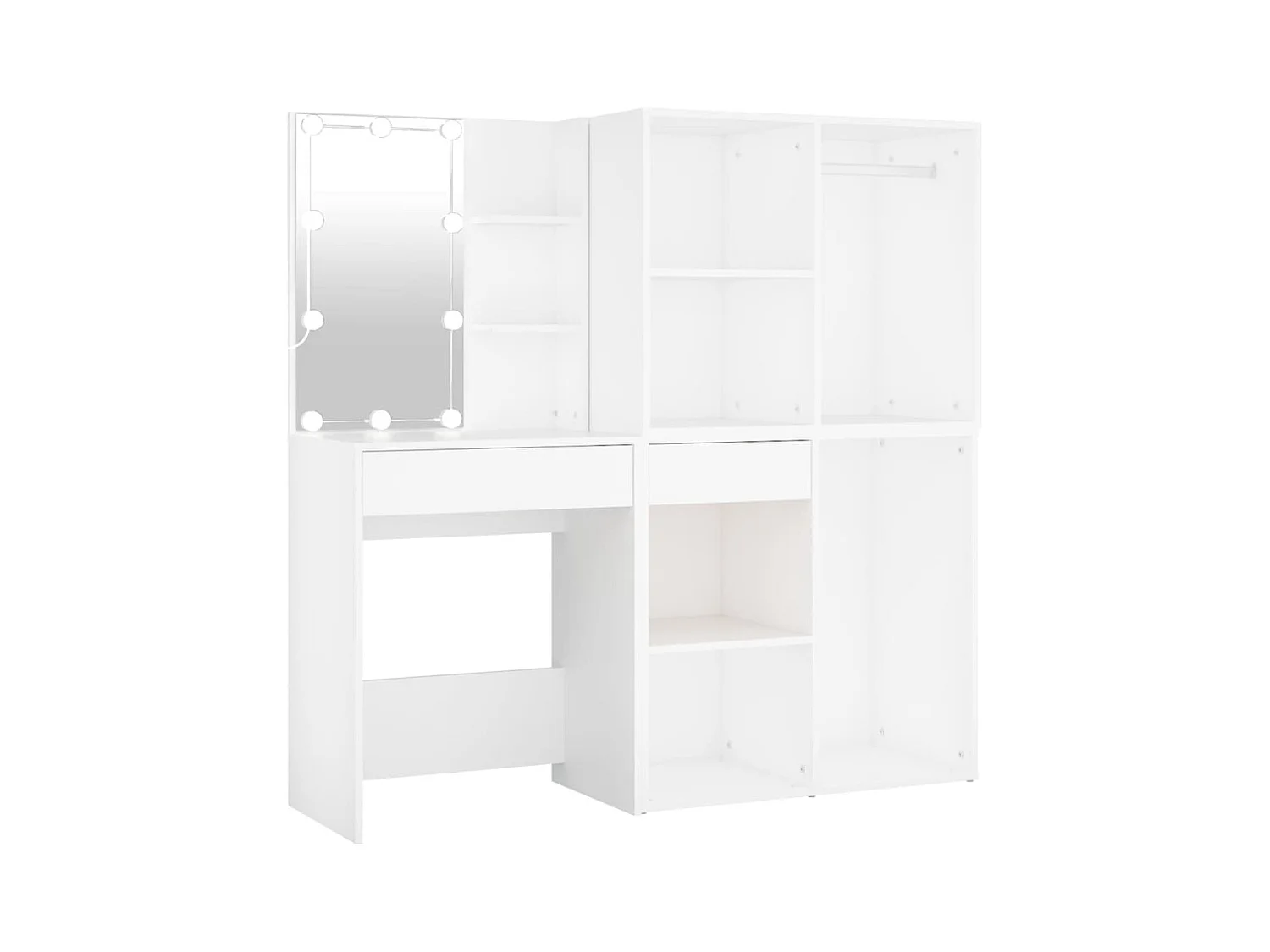 LED-kaptafel met 2 kasten, wit bewerkt hout