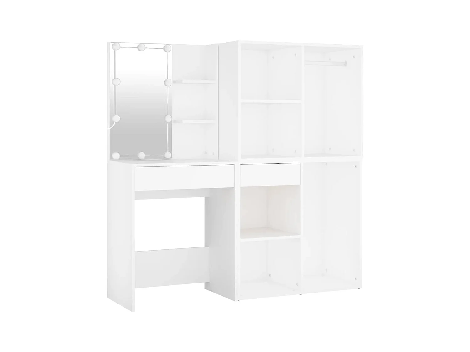 LED-kaptafel met 2 kasten, wit bewerkt hout