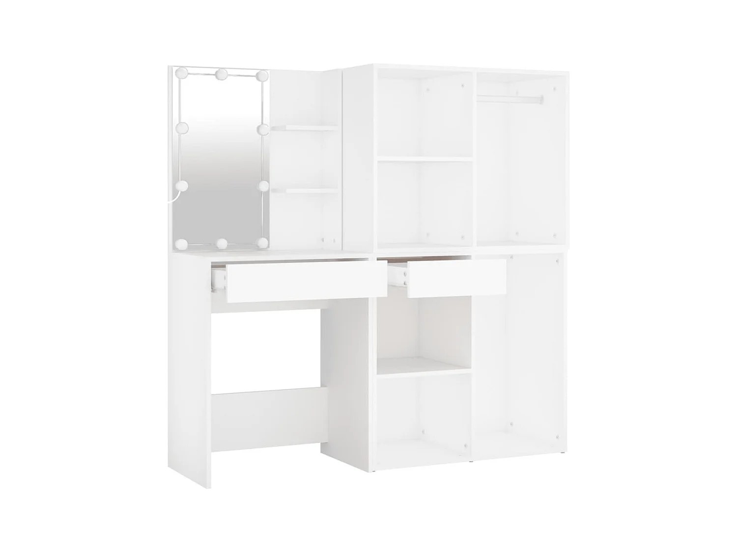 LED-kaptafel met 2 kasten, wit bewerkt hout