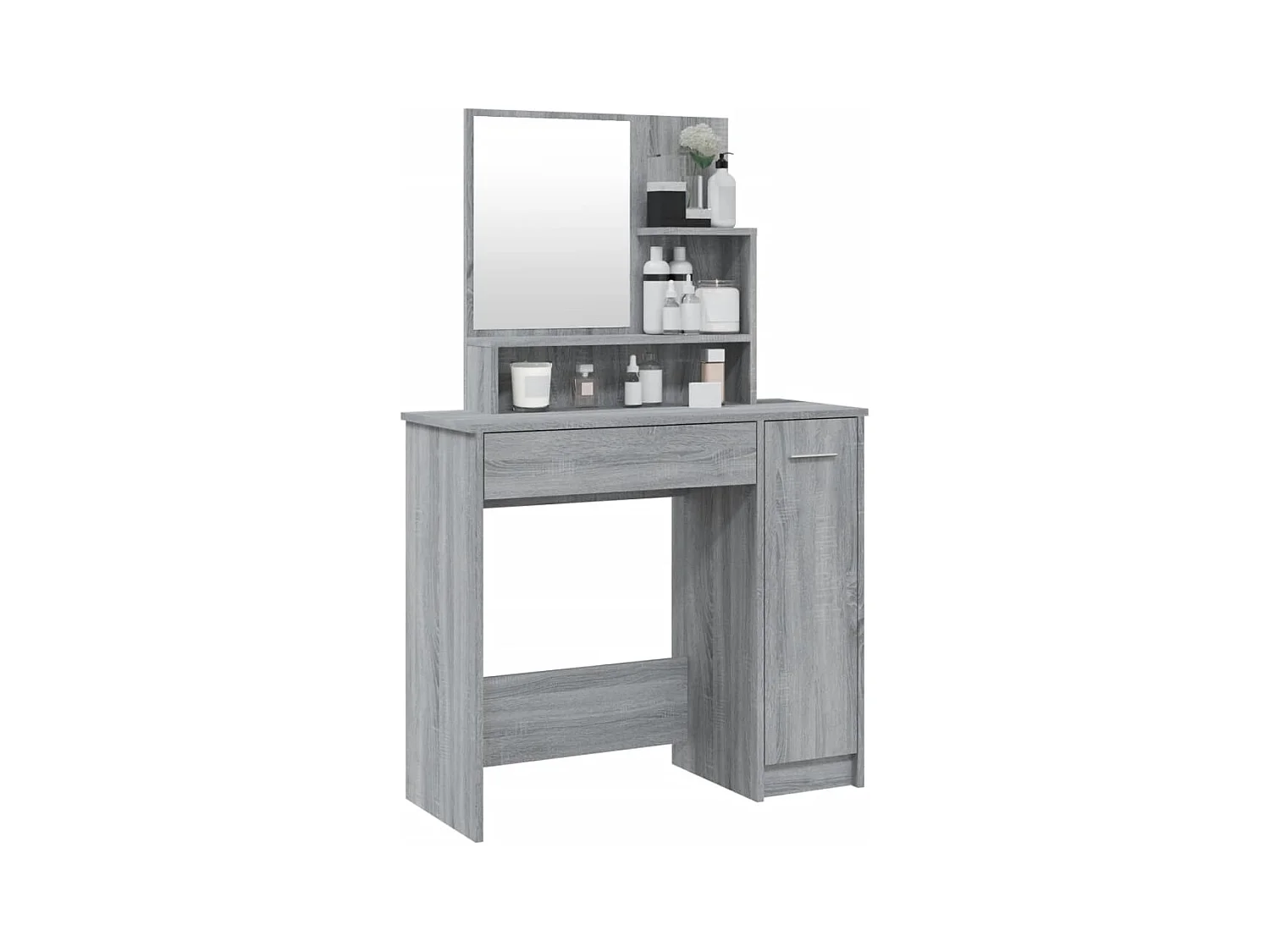 Sonoma grijze kaptafel met spiegel 86,5x35x136 cm