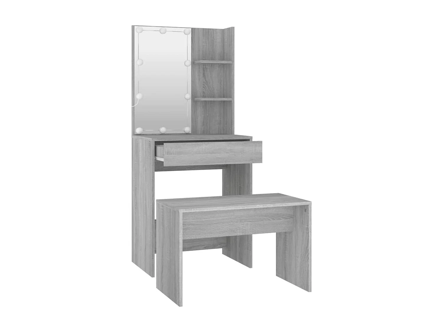 Conjunto de tocador LED de madera de ingeniería gris Sonoma