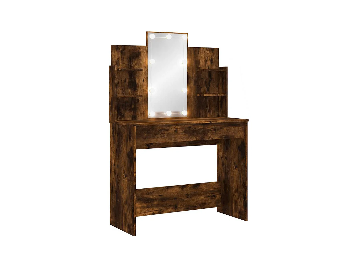 Tocador con luces LED roble ahumado 96x40x142 cm