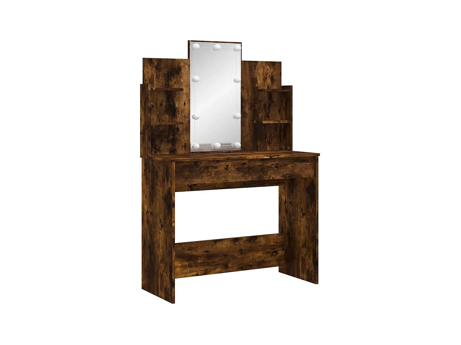 Tocador con luces LED roble ahumado 96x40x142 cm