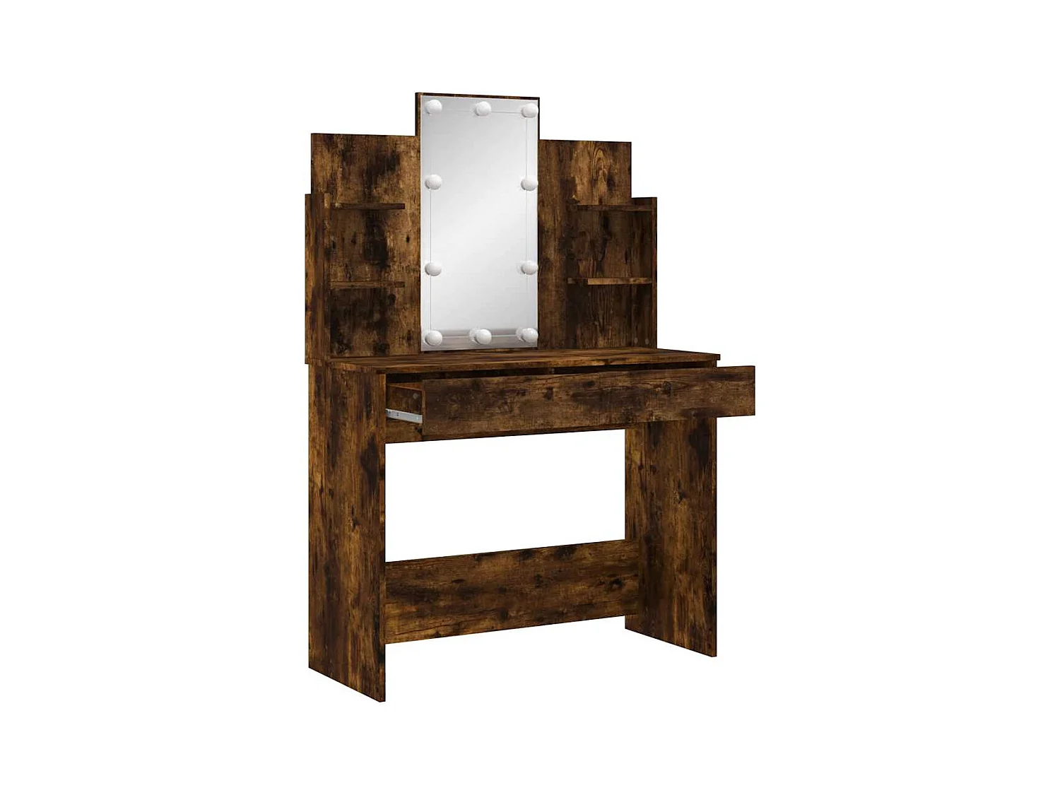 Tocador con luces LED roble ahumado 96x40x142 cm