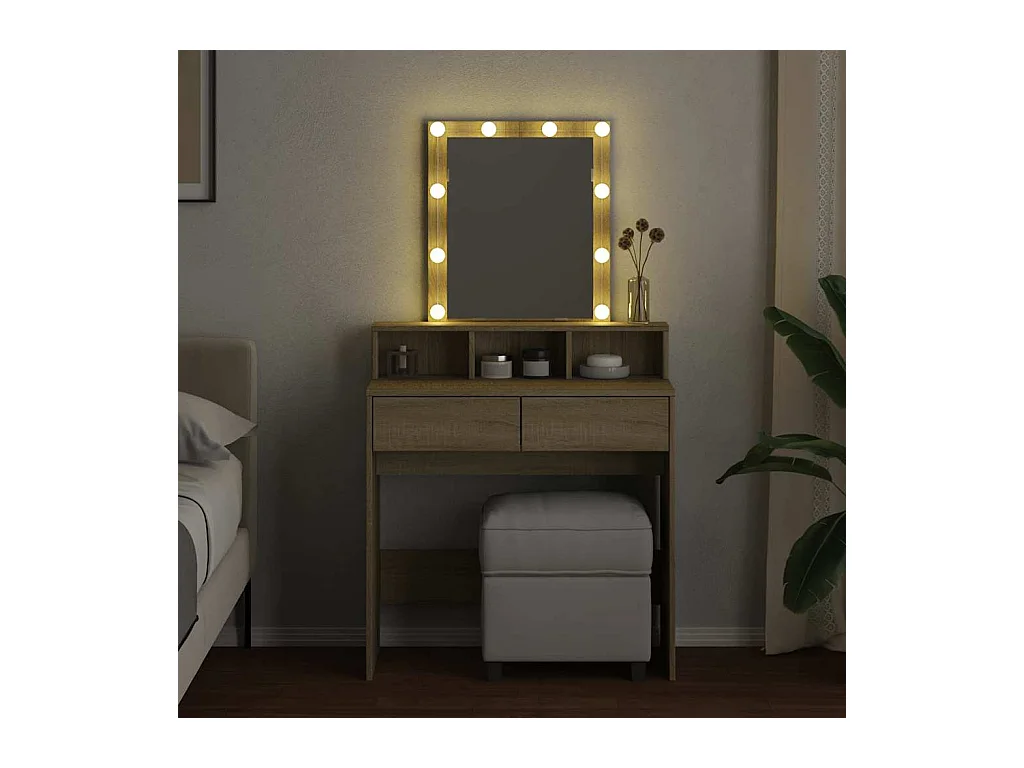 Kaptafel met LED Sonoma eiken 80x41x144,5 cm