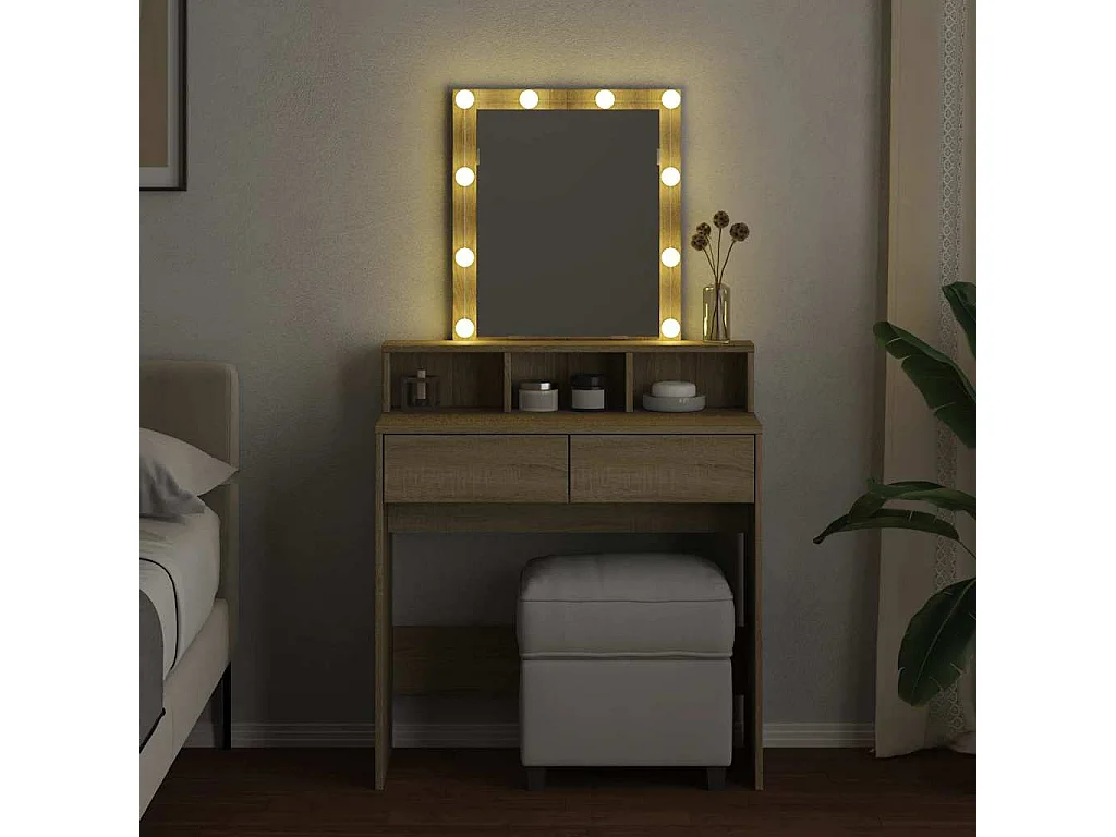 Toletta con LED in rovere Sonoma 80x41x144,5 cm