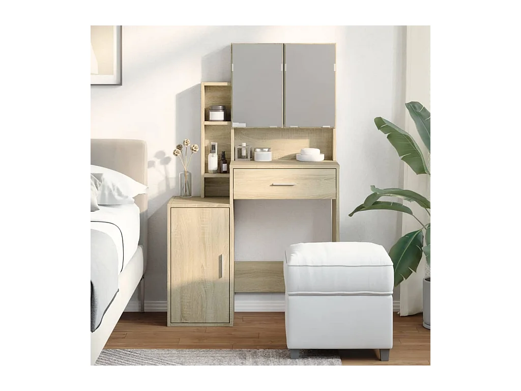 Kaptafel met kast Sonoma eiken 80x35x132 cm