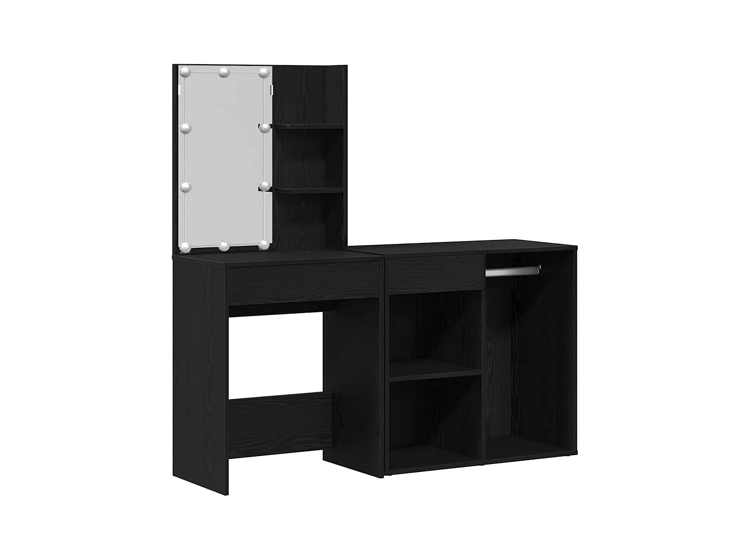 Table de maquillage LED Chêne noir 140 x 40 x 140 cm