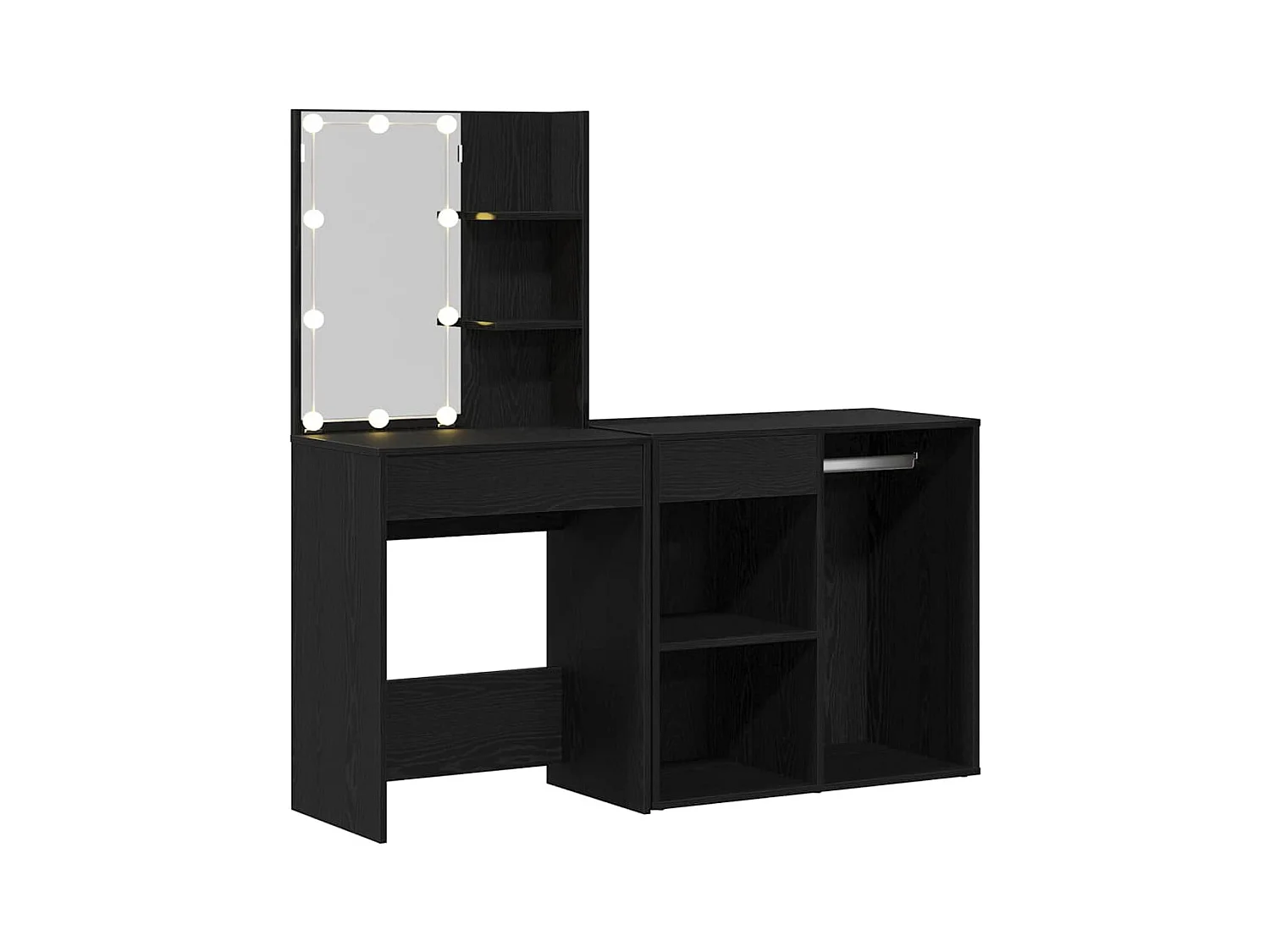 Table de maquillage LED Chêne noir 140 x 40 x 140 cm