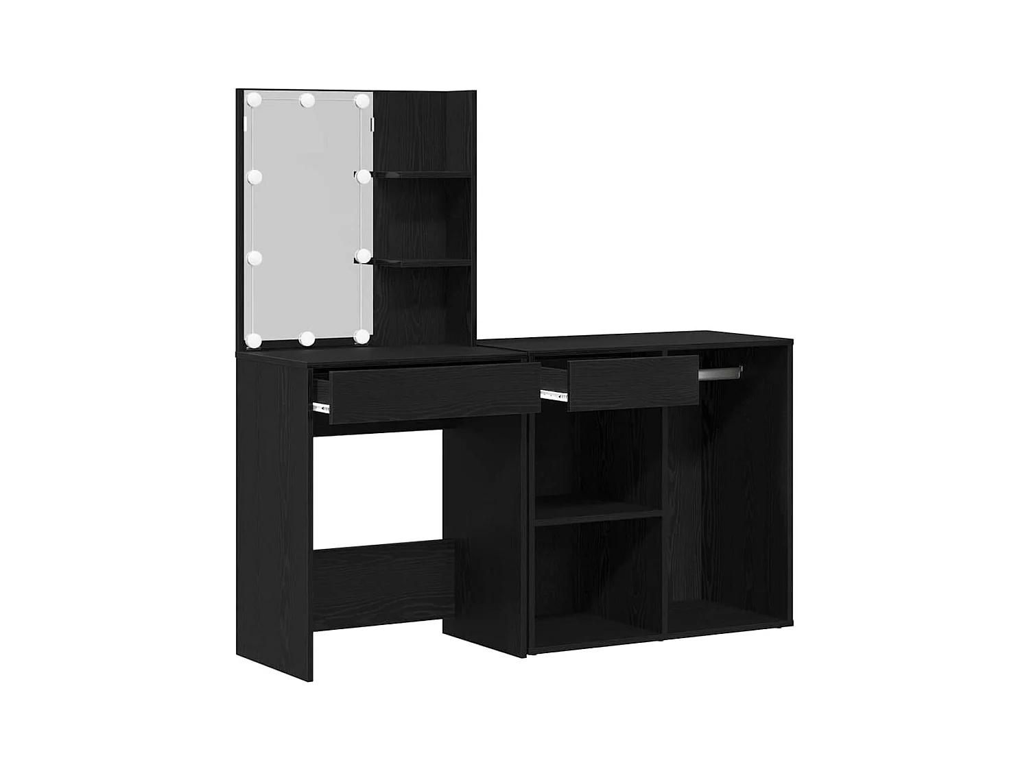 Table de maquillage LED Chêne noir 140 x 40 x 140 cm