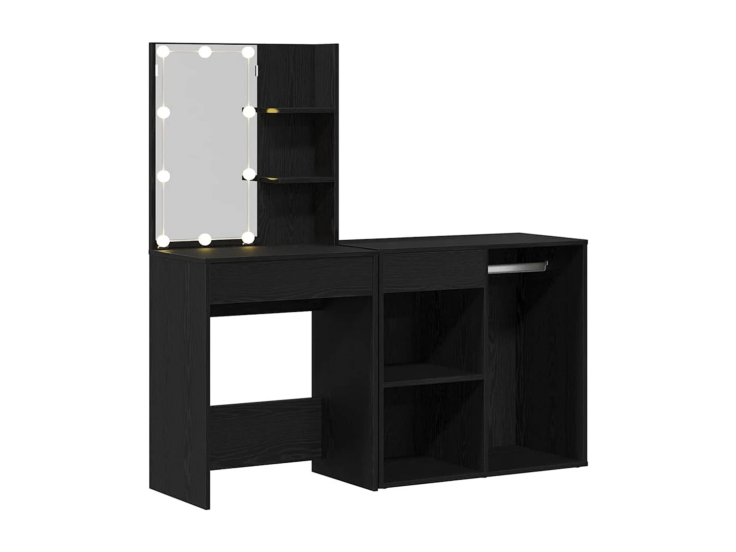 Table de maquillage LED Chêne noir 140 x 40 x 140 cm