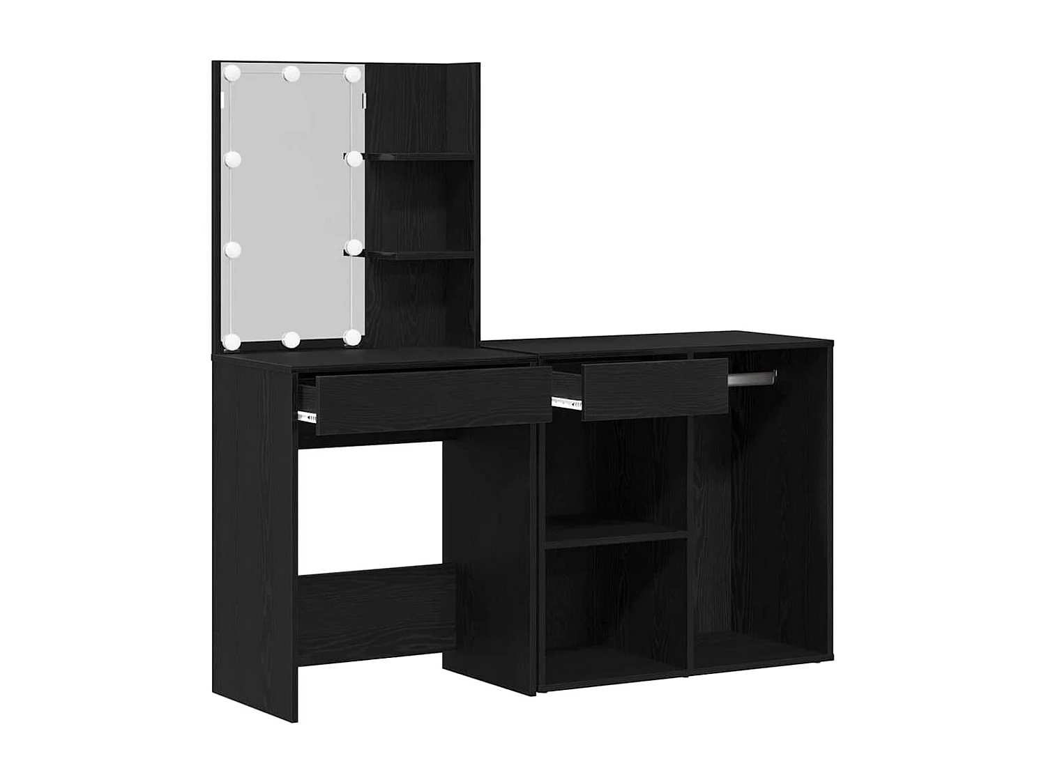 Table de maquillage LED Chêne noir 140 x 40 x 140 cm