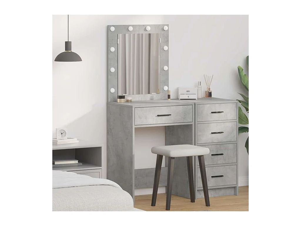 Betongrijze kaptafel 50 x 41 x 135 cm bewerkt hout