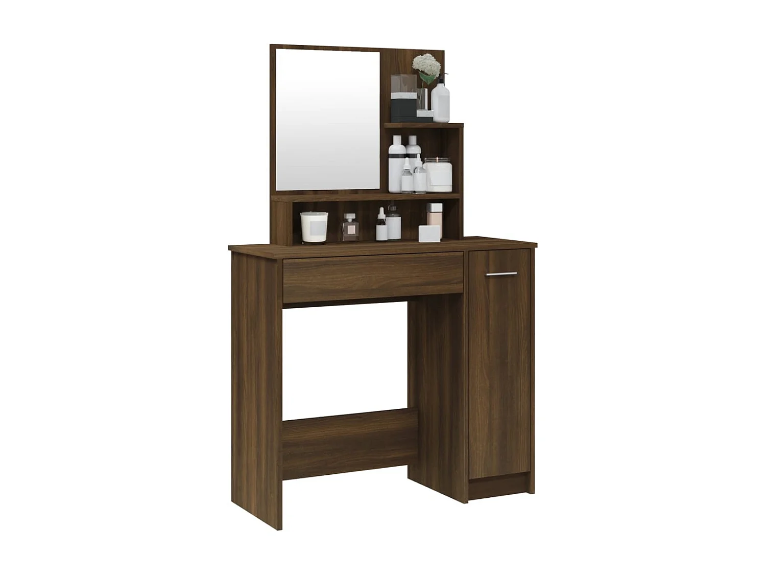 Toletta con specchio Rovere marrone 86,5x35x136 cm