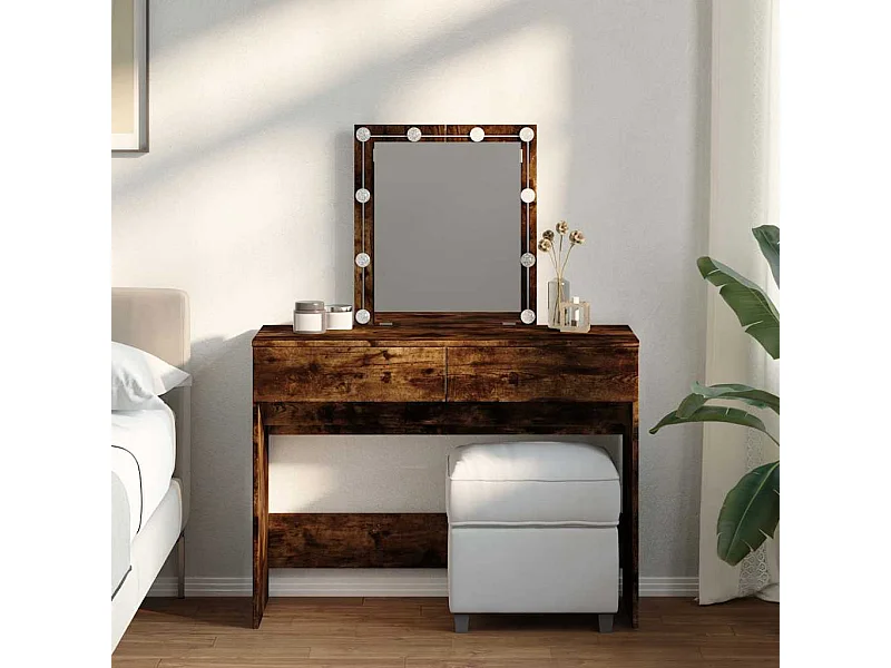 Kaptafel met LED gerookt eiken 100x40x130 cm