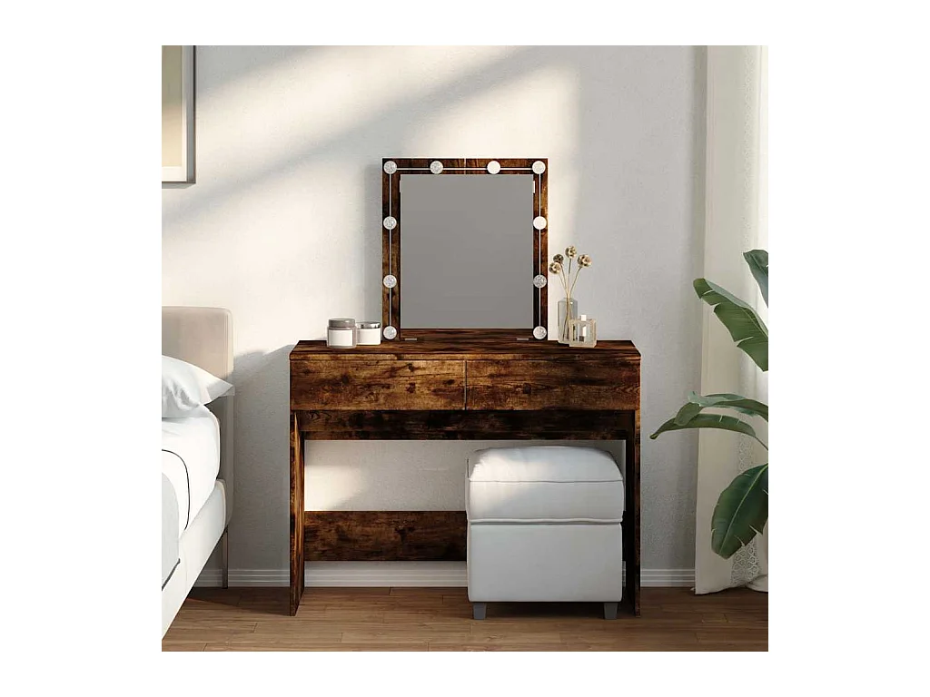 Kaptafel met LED gerookt eiken 100x40x130 cm