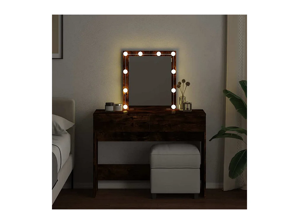 Kaptafel met LED gerookt eiken 100x40x130 cm