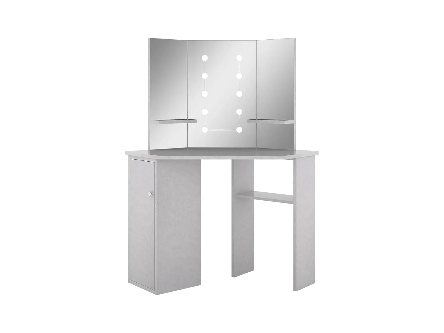 Toletta angolare con LED Grigio cemento 111x54x141,5 cm