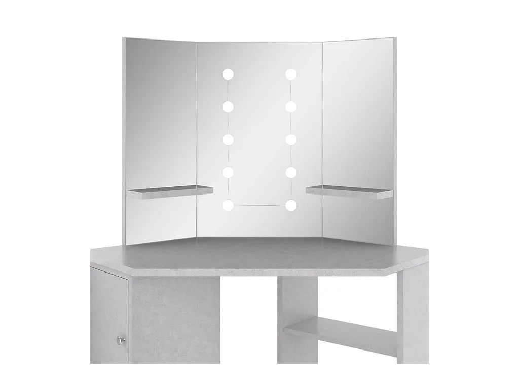 Toletta angolare con LED Grigio cemento 111x54x141,5 cm