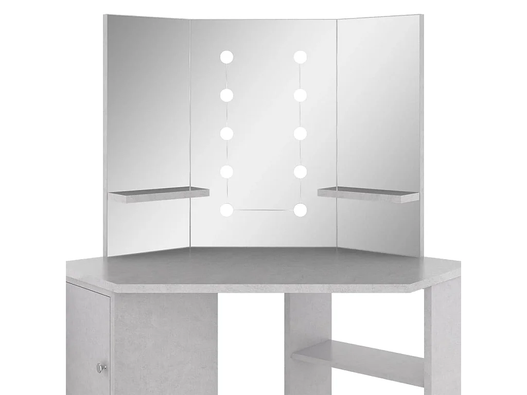 Toletta angolare con LED Grigio cemento 111x54x141,5 cm