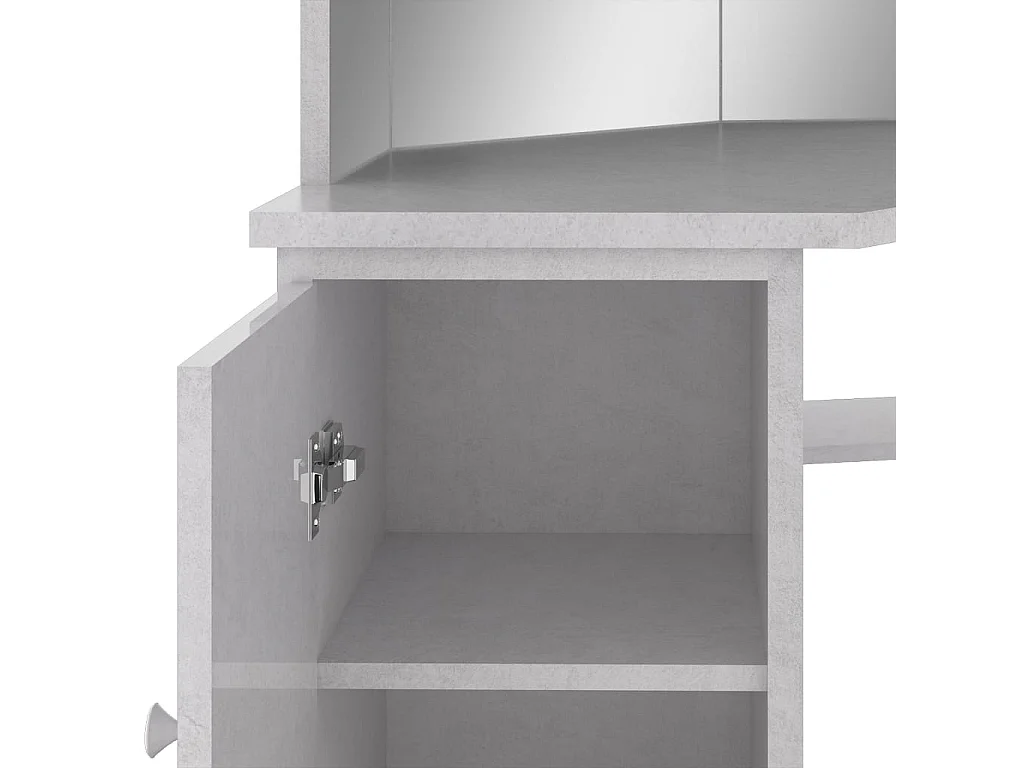 Toletta angolare con LED Grigio cemento 111x54x141,5 cm