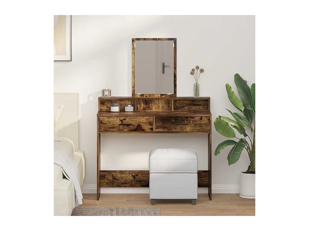 Coiffeuse Chêne fumé 100 x 41 x 140 cm Bois d'ingénierie