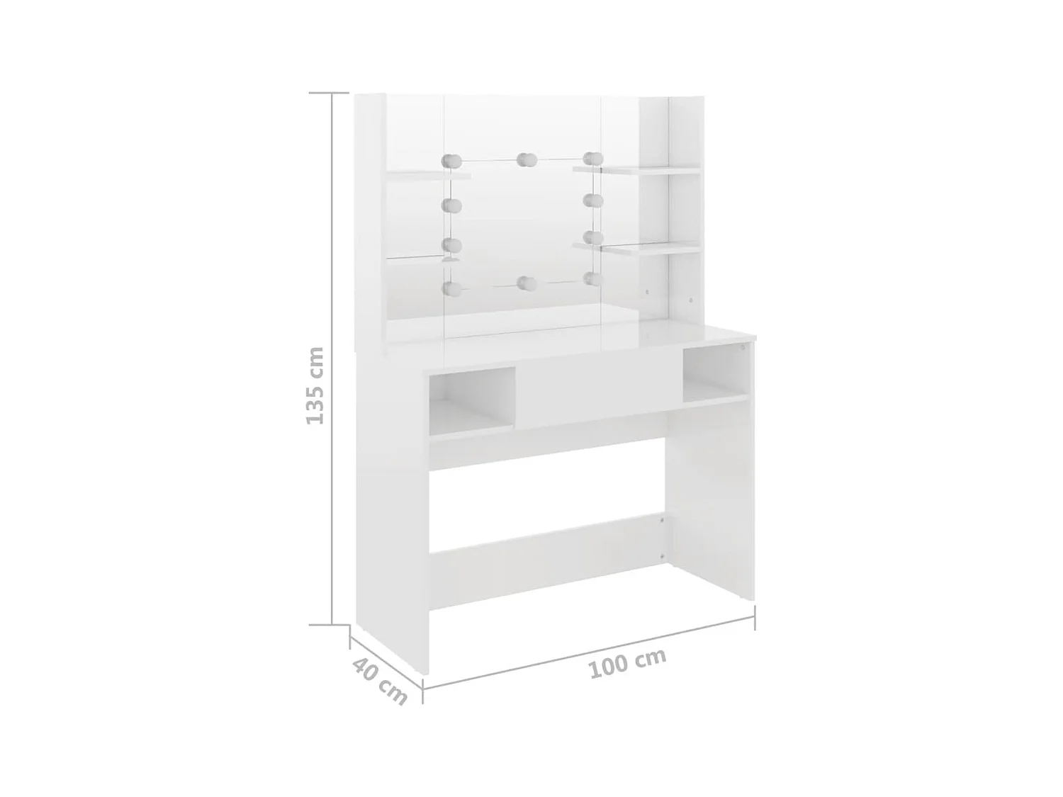 Mesa de maquillaje con iluminación LED MDF Blanco brillo