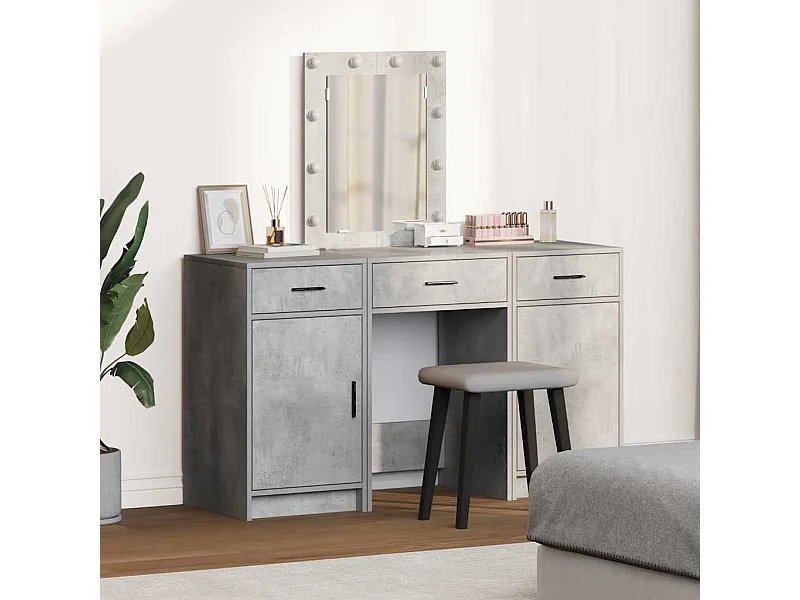 3-delige kaptafelset, grijs, 50 x 41 x 135 cm, bewerkt hout