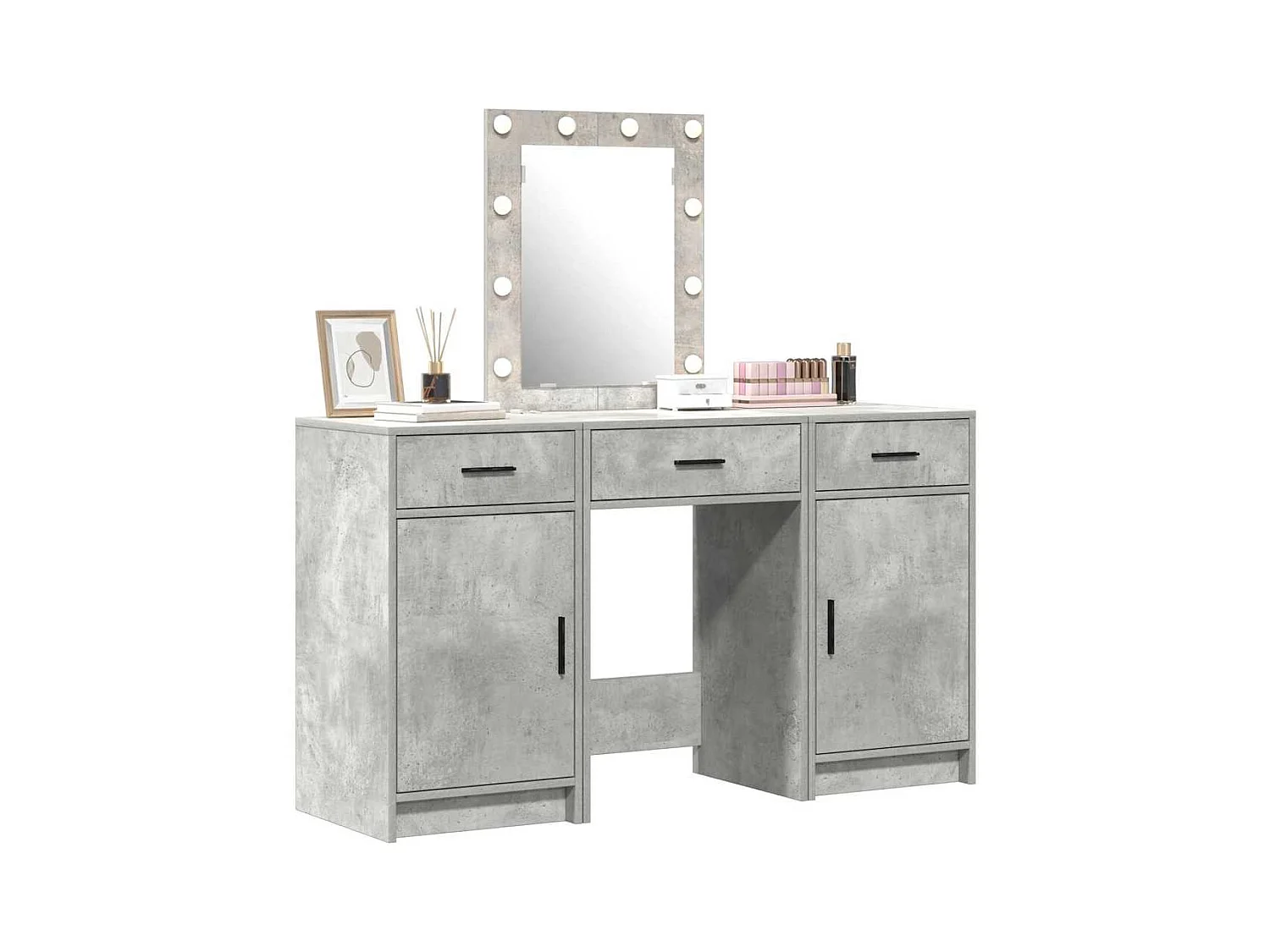 3-delige kaptafelset, grijs, 50 x 41 x 135 cm, bewerkt hout