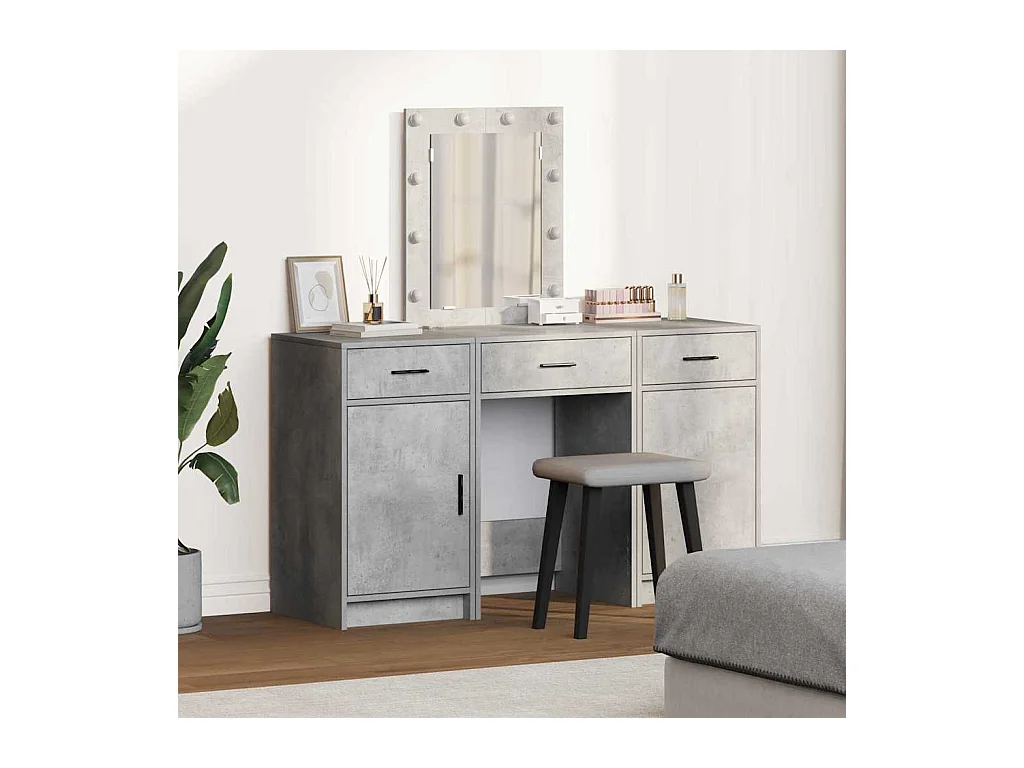 Table de Toilette 3 pcs Gris 50 x 41 x 135 cm Bois d'ingénierie