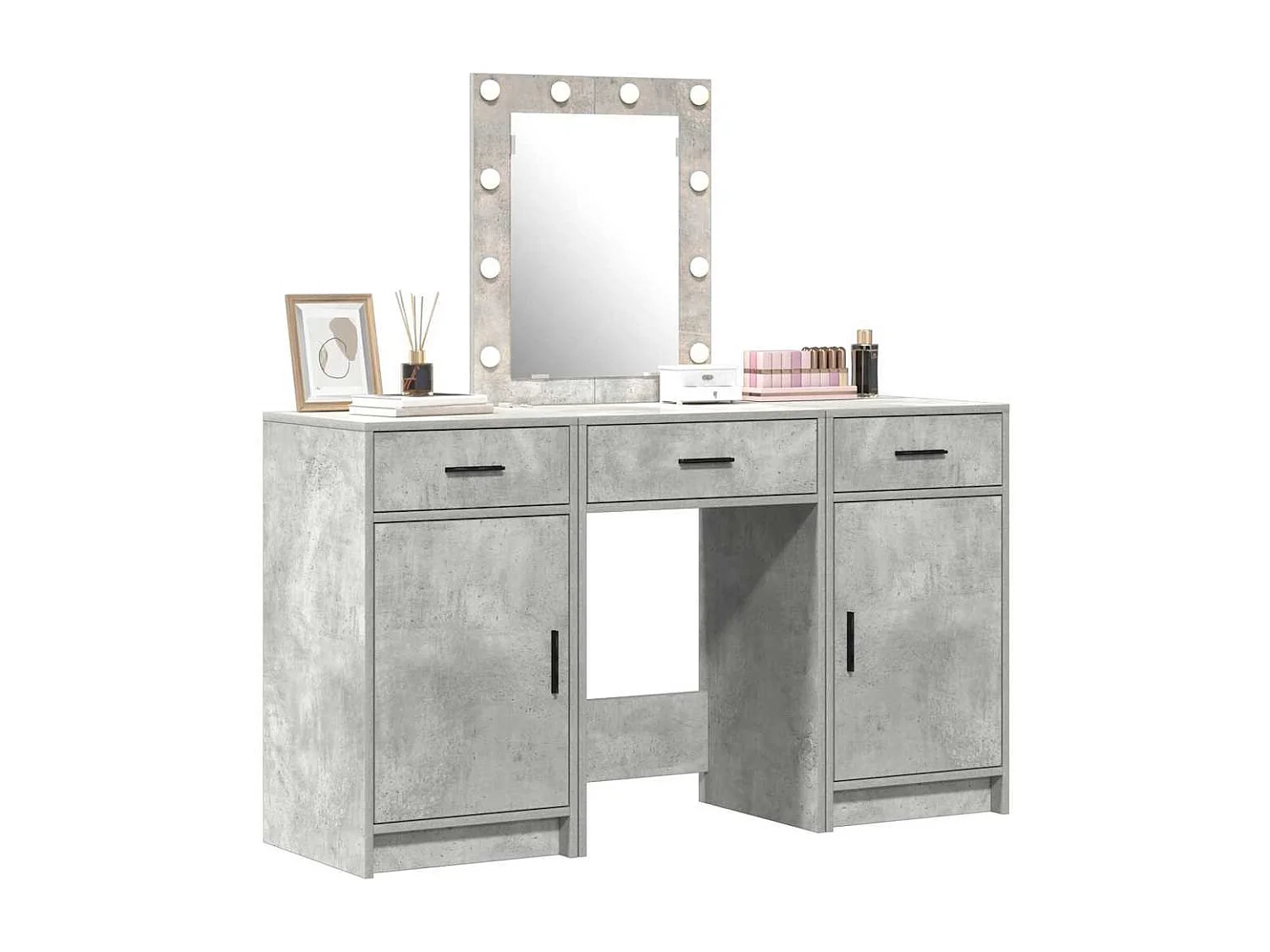 Table de Toilette 3 pcs Gris 50 x 41 x 135 cm Bois d'ingénierie